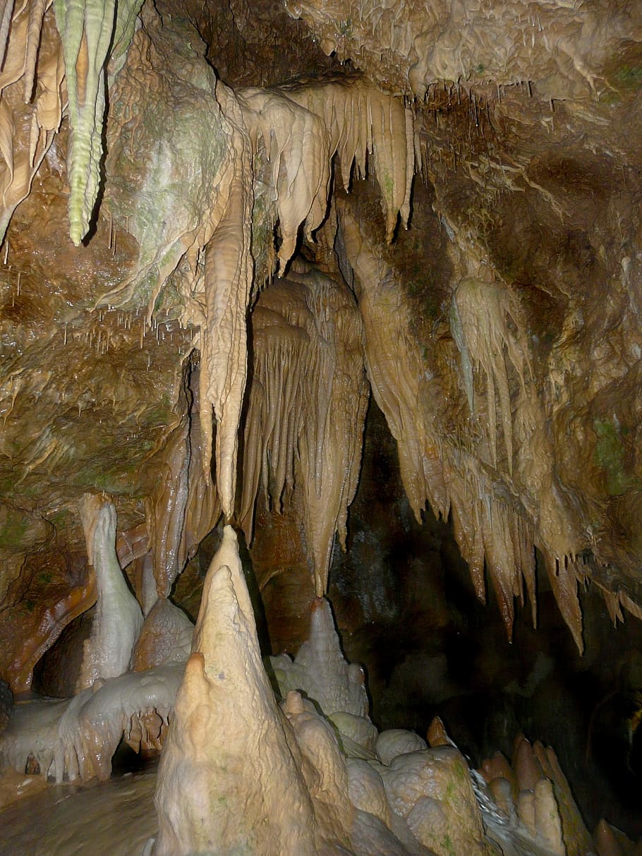 stalactite cave, cave exploration, stalagmites, stalactites, speleothems, split, geology, rock, stalactite, rock - object