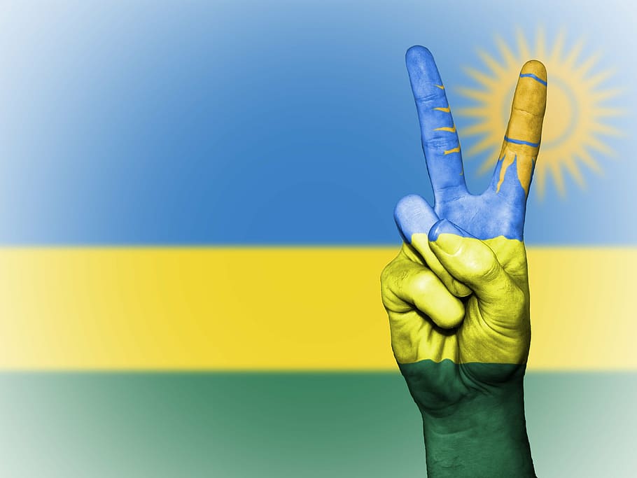 rwanda, peace, hand, nation, background, banner, colors, country, ensign, flag