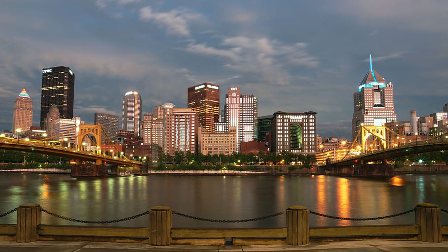 Pittsburgh, Pennsylvania, ciudad, horizonte, urbano, edificios, rascacielos, ciudades, río, paisaje urbano
