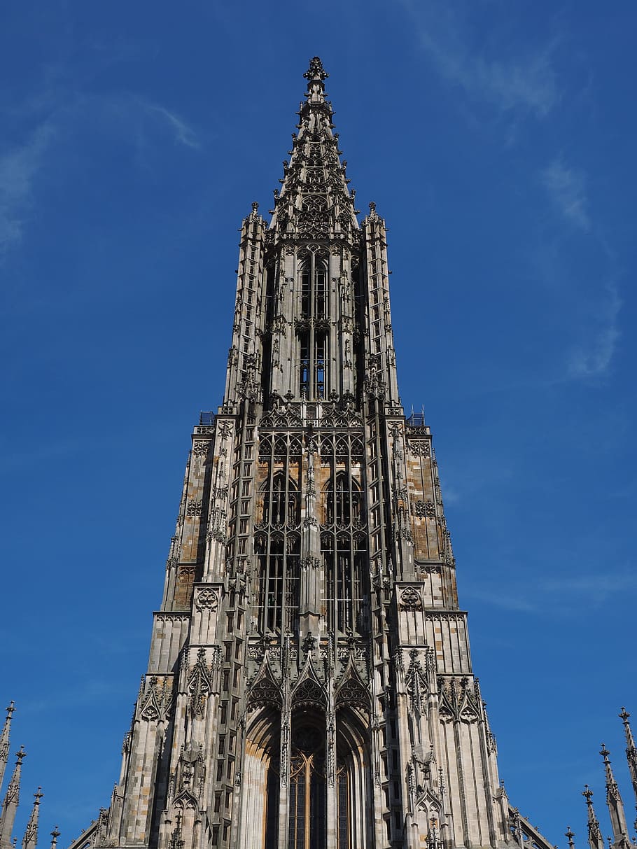 Ulm Cathedral, Münster, Building, Church, tower, ulm, spire, dom, steeple, architecture
