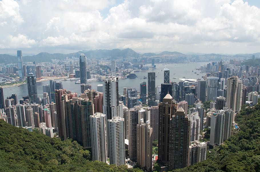 Hongkong, pencakar langit, bangunan, Kota, perjalanan, langit, Panorama, tinggi, Menara, modern
