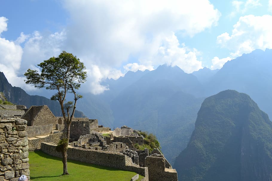 concrete, structure, mountain, peru, machu, picchu, andes, inca, peruvian, heritage