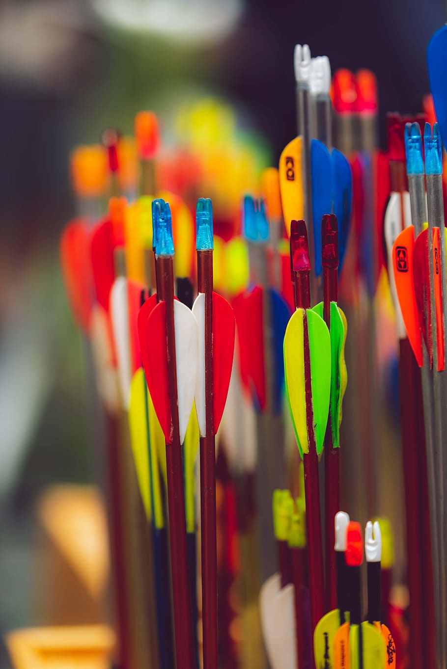 archery, arrow, bow and arrow, colourful, sports, sport, colorful, leisure, multi colored, close-up