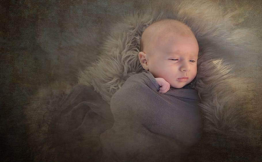 赤ちゃん, 寝ている, 茶色, 毛皮繊維, 男の子, 子供, 幼児, かわいい, 幸せ, 少し