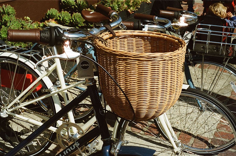 basket, bicycle, bike, rattan, retro, vintage, bikes, bicycles, handlebars, tires