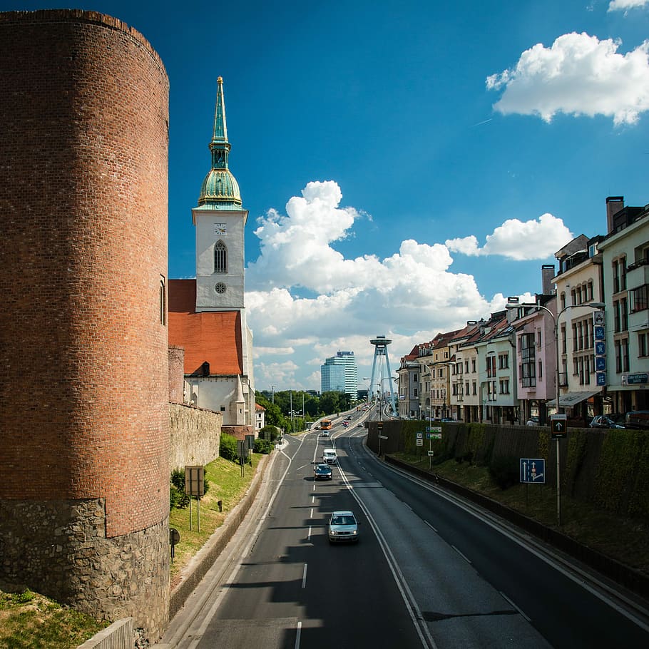 Bratislava, Slovakia, Snps, most snps, tower, architecture, building exterior, cloud - sky, built structure, sky