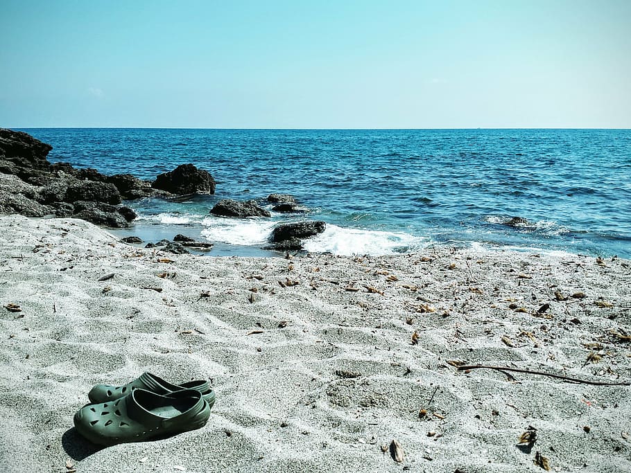 beach, corsica, sea, france, sand, blue, mediterranean, rocks, crocs, water