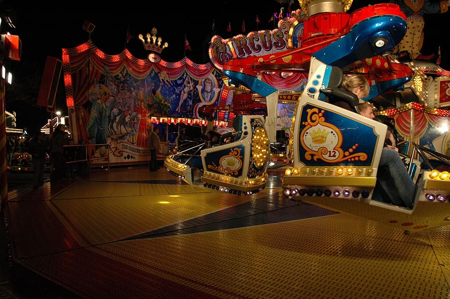carousel, funfair, entertainment, party, evening, lighting, run, fun, arts culture and entertainment, amusement park