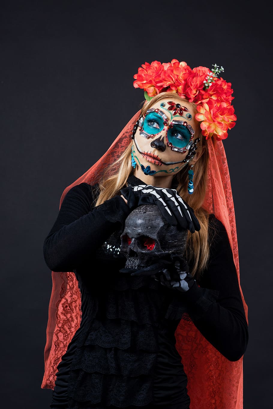 halloween, day of the dead, mexico, calavera catrina, skull, skull katrina, katrina, mexican skull, makeup, festival