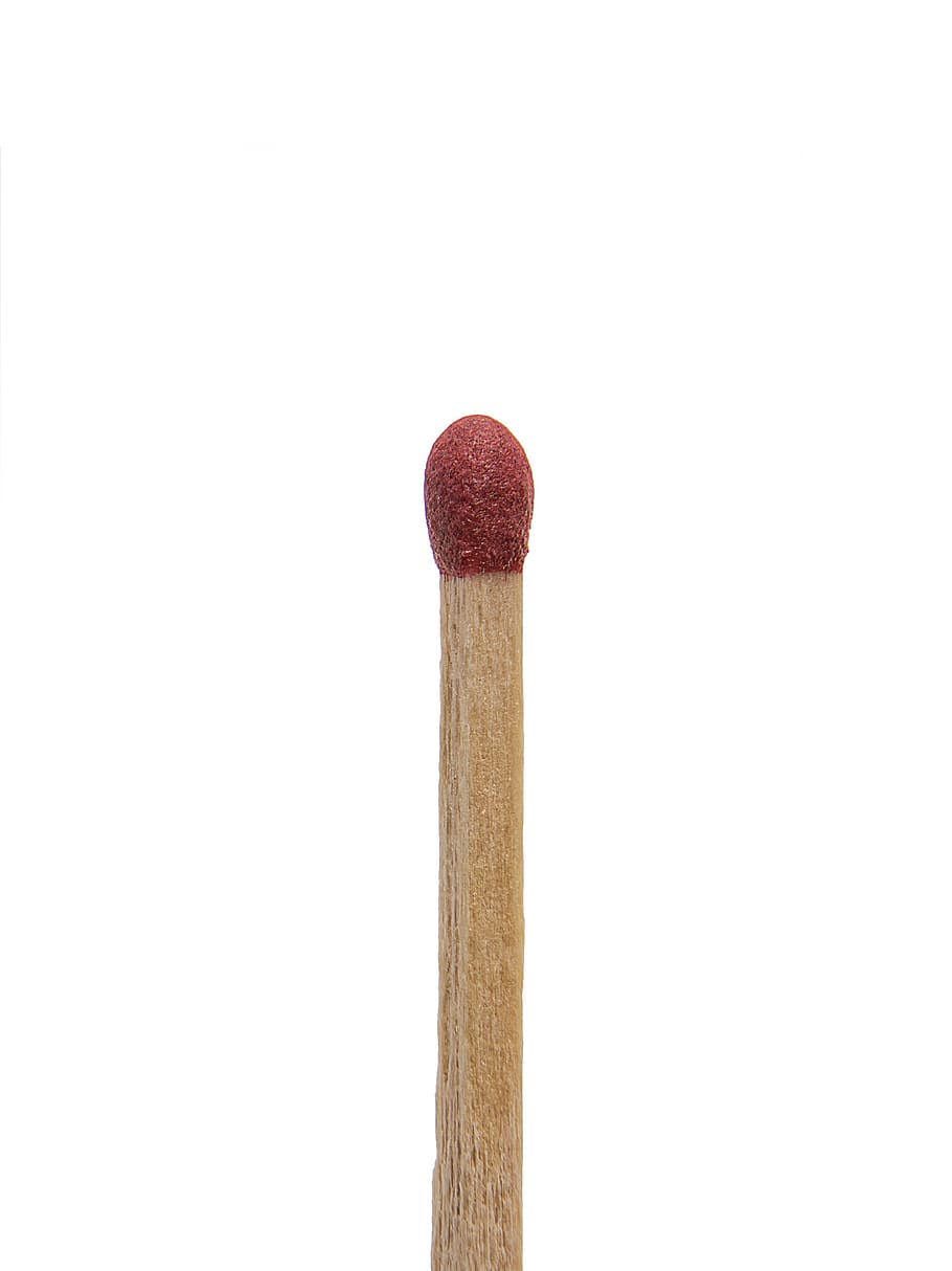 brown match stick, match, stick, matchstick, isolated, wood, flammable, ignition, white, macro