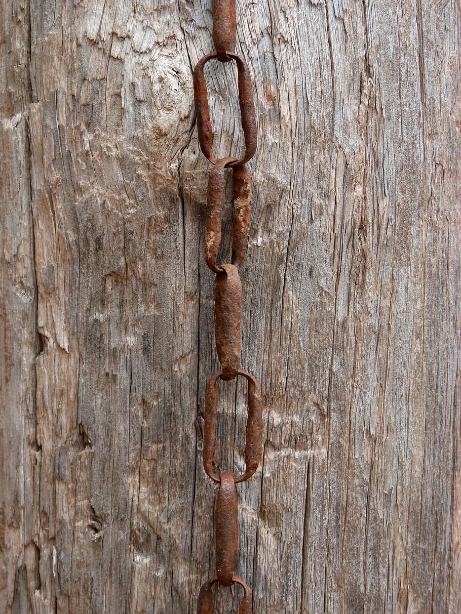 cadena, antiguo, hierro, madera, textura, enlaces, enlace, madera - Material, marrón, fondos