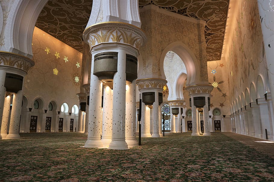 abu dhabi, sheikh zayed mosque, architecture, mosque, religion, minaret, muslims, religious, culture, islam