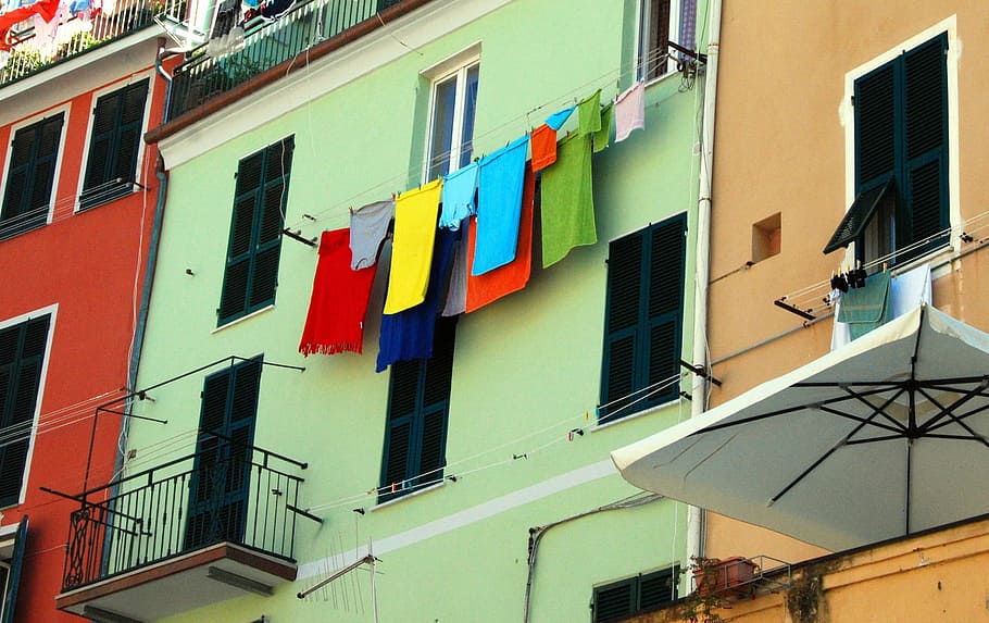 color, casa, paños, cinque terre, liguria, estructura construida, arquitectura, exterior del edificio, ventana, barrio residencial