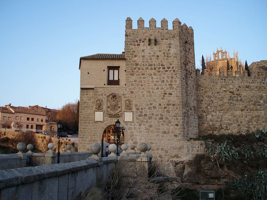 Jembatan, Toledo, Menara, arsitektur, sejarah, struktur buatan, eksterior bangunan, tujuan perjalanan, kastil, struktur yang dibangun