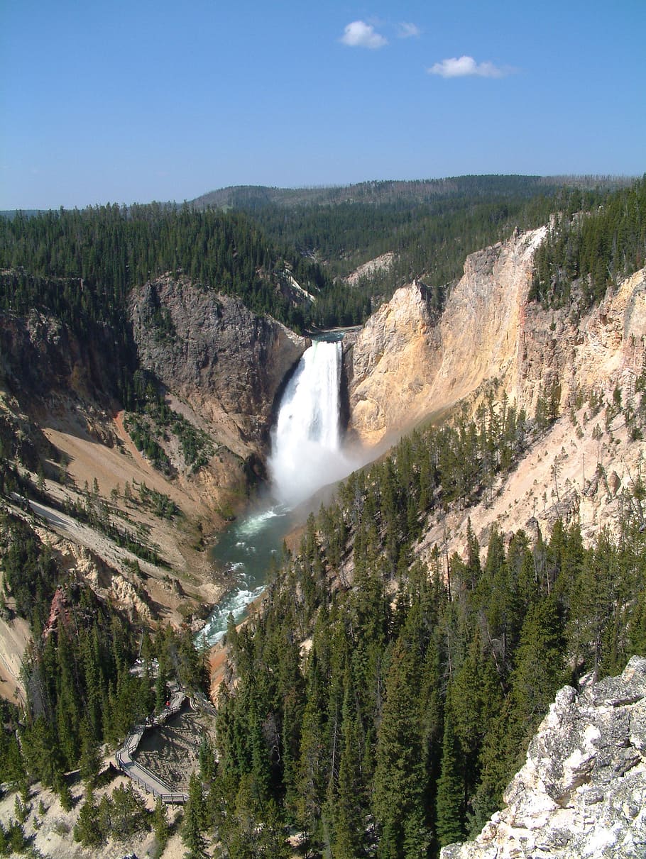 upper yellowstone falls, yellowstone national park, river, falls, scenic, nature, waterfall, yellowstone, park, scenics - nature