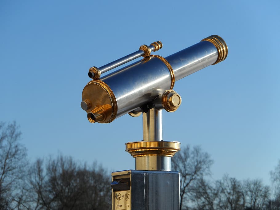 Telescope, Technical, feinmechanik, device, apparatus, machinery, mechanism, brass, steel, by looking