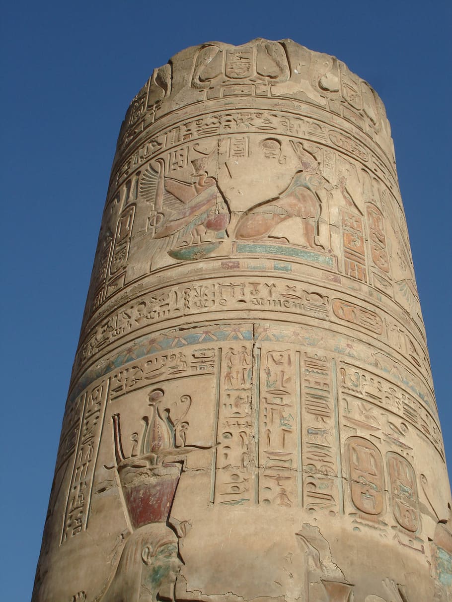 Egipto, jeroglífico, columna, religión, historia, antigua, arquitectura, vista de ángulo bajo, el pasado, estructura construida