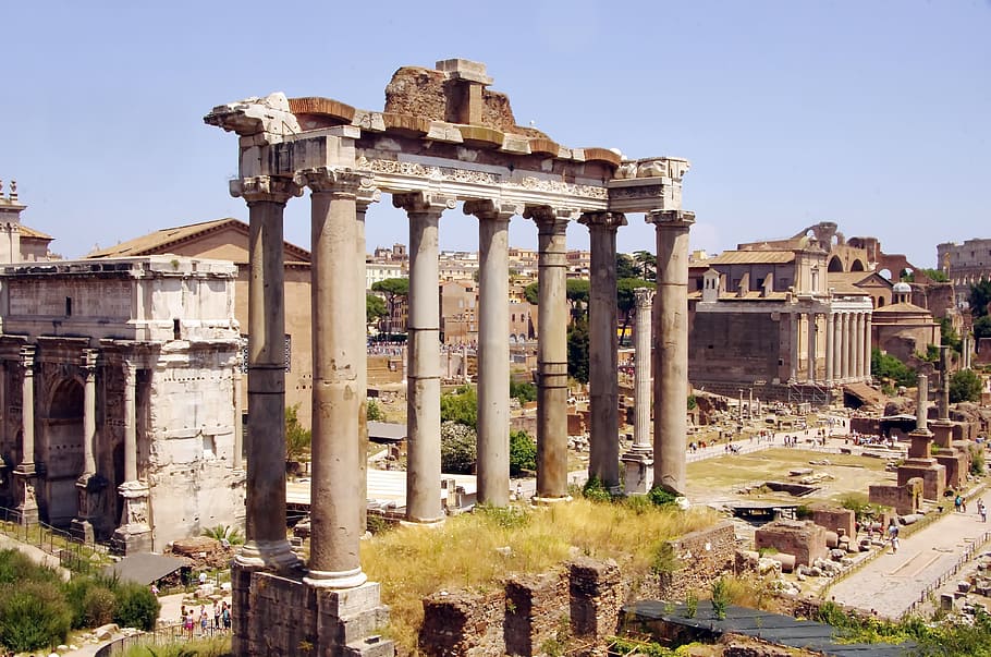 Italy, Rome, Forum, Archaeology, Romans, antique, columns, capitals, ruins, history
