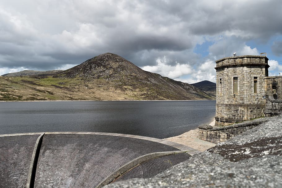 quiet valley, northern ireland, mountains, water reservoir, the tank, landscape, lake, hill, thunder, cloud - sky