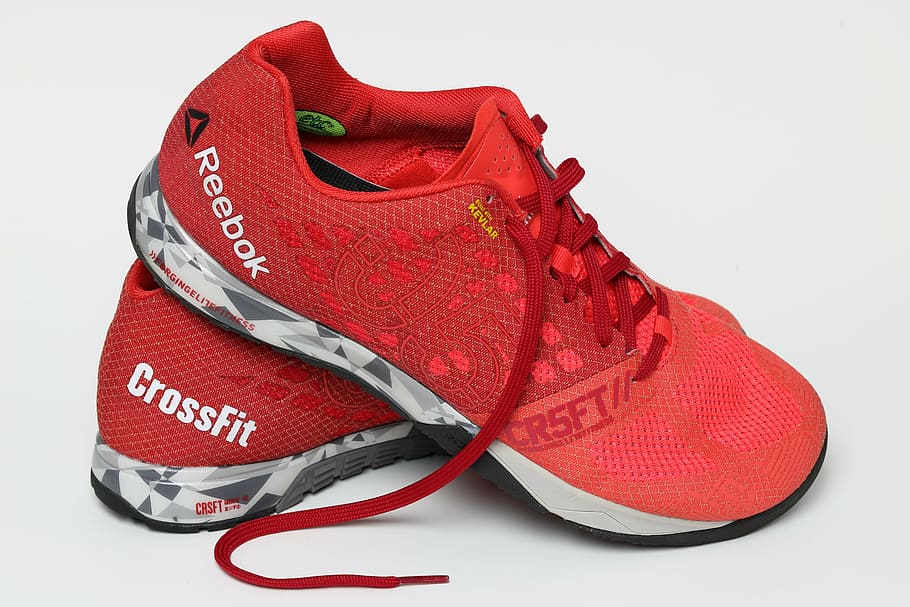 reebok, shoe, crossfit, sneakers, running, exercise, red, pair, fashion, clothing
