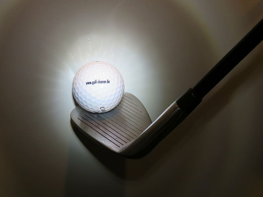 white, golf ball, golf club, golf, radiant, golf clubs, wedge, indoors, still life, close-up