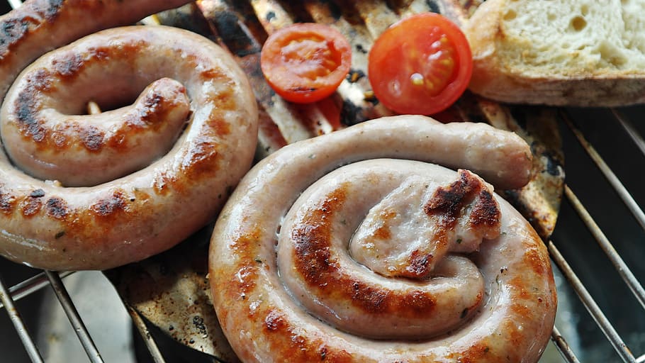 bratwurst, barbecue, meat, grill, delicious, eat, grilled, charcoal, tasty, sausage
