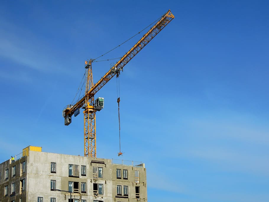crane, building, high, vantaa, finnish, to build a, windows, block of flats, buildings, prefabricated house