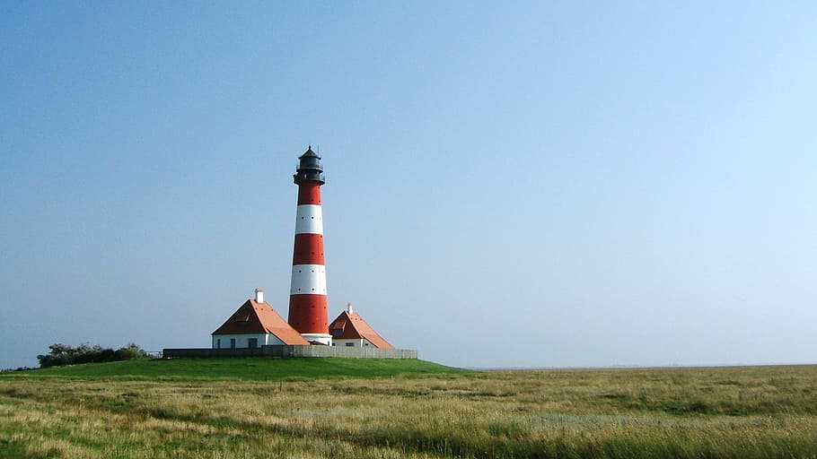landscape photography, lighthouse, north sea, watts, wadden sea, nordfriesland, westerhever, mecklenburg, national park, world natural heritage