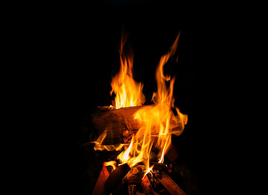 pembakaran, kayu, gelap, permukaan, api, arang, abu, asap, panas, api unggun