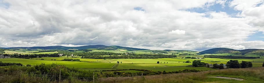 Escocia, Aberdeenshire, Dee, Tal, Vista, dee-tal, rural, panorama, paisaje, ancho