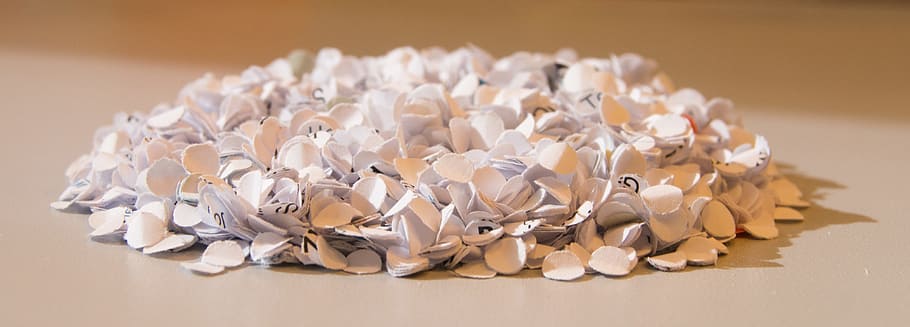 round, white, paper lot, punch, hole punching, waste, paper, wedding, flakes, snippets