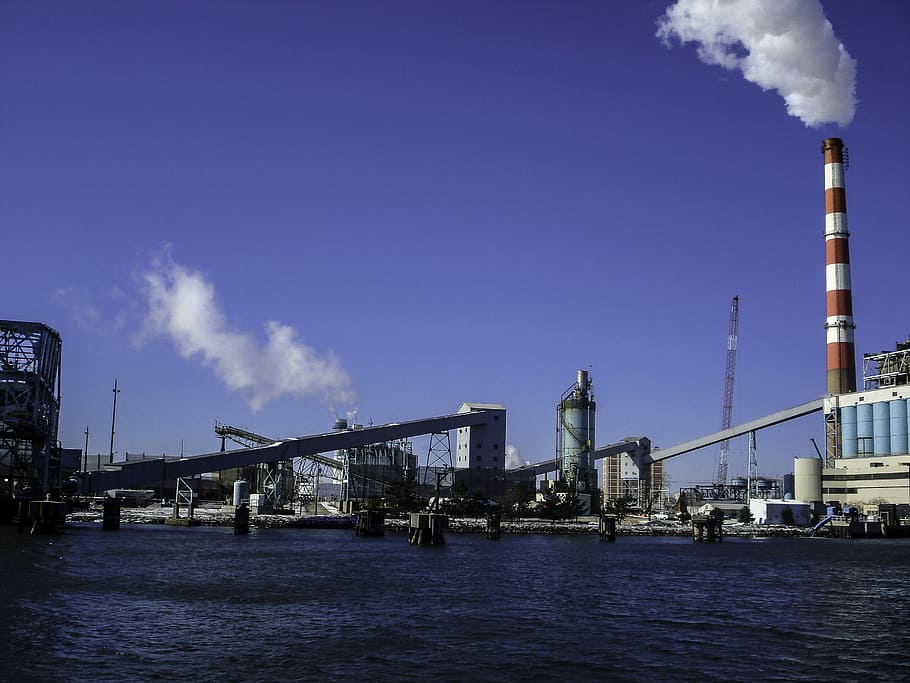 coal-fired, power plant, bridgeport, connecticut, Coal-fired power plant, Harbor, Bridgeport, Connecticut, coal power plant, photos, public domain