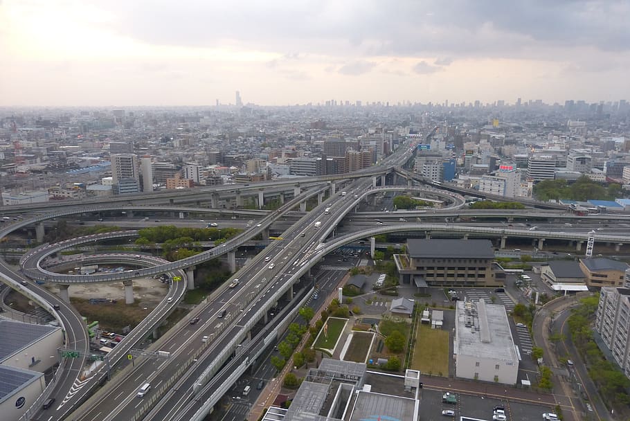 highway, higashi-osaka, junction, high speed road, osaka, road, high way, higashiosaka, architecture, city