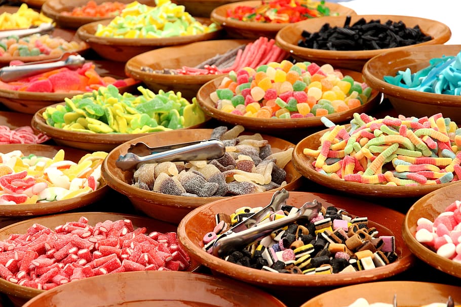 모듬 사탕 많은, 사탕, 설탕, 단, 조금씩, 아 먹다, 음식, 맛있는, gummibärchen, 초콜릿