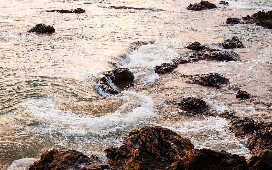 水のしぶき, 岩, 海, 水, 波, 自然, 海岸線, ビーチ, 岩-オブジェクト, 海景