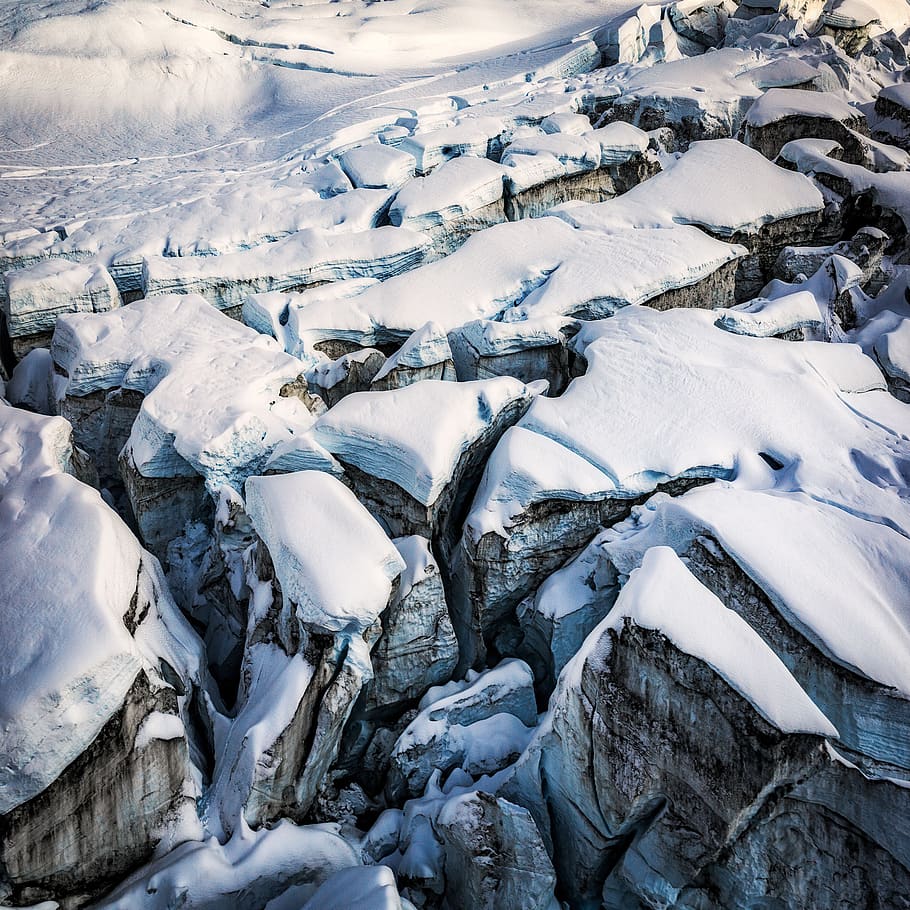 fractured, snow, rocks, cracks, cold, nature, cold temperature, winter, ice, day