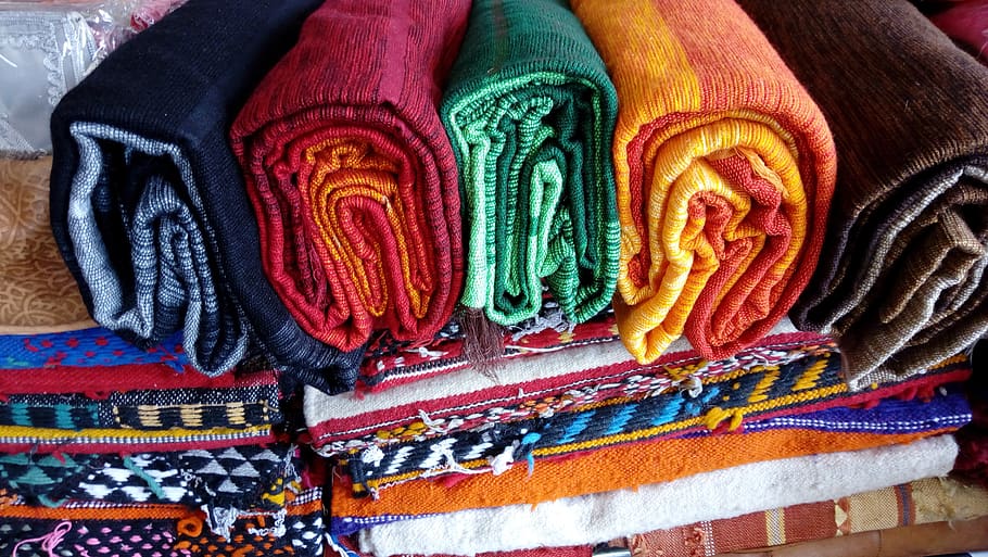 morocco, fabric, textile, multi colored, pattern, close-up, full frame, clothing, backgrounds, indoors