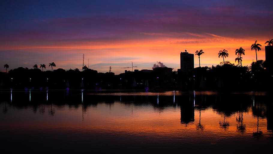Puesta de sol, amanecer, pantalla panorámica, cuerpo de agua, línea del horizonte, Río, ciudad, eventide, horizonte, Brasil