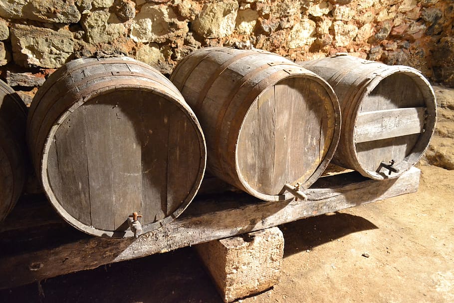 Caverna, Barril, Vinho, França, Castelo, barril velho, barril de madeira, adega, barril de vinho, madeira - material