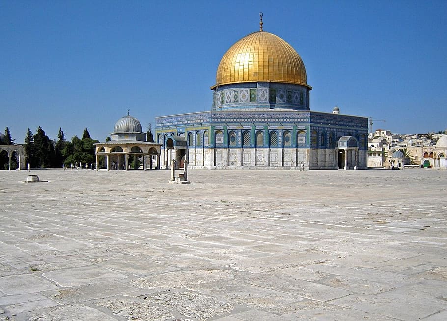 white, green, mosque, Dome Of The Rock, Shrine, Temple, Old, city, jerusalem, dome