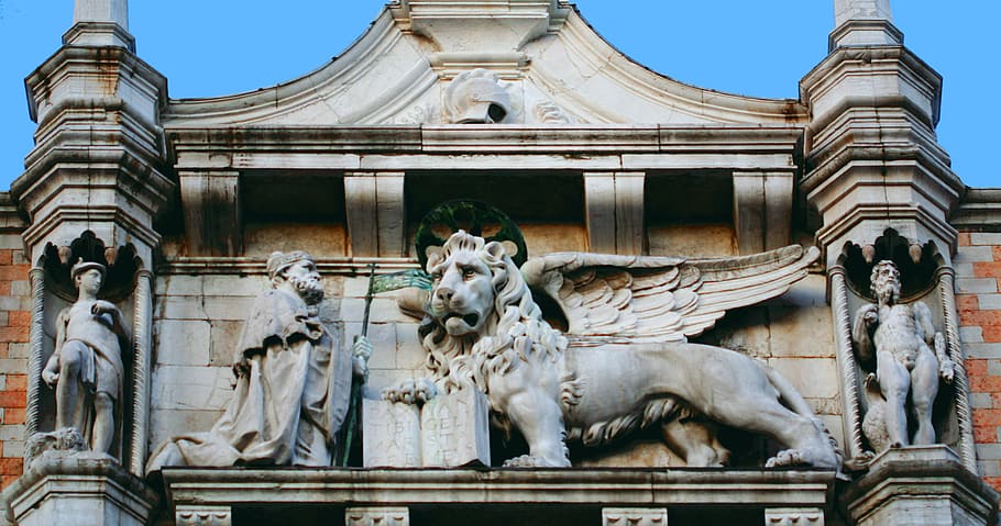 venice italy, san marcos, winged lion symbol, icon, landmark, venezia, piazza, square, europe, church