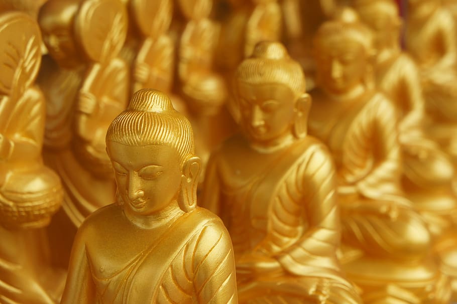 buddha, gold, buddhism, asia, gilded, transcendence, golden buddha, myanmar, sculpture, male likeness