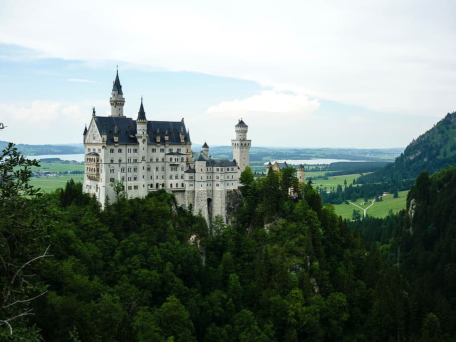 Neuschwanstein, Palácio, Baviera, Castelo, Alemanha, Europa, Ludwig, montanha, Alpes, arquitetura