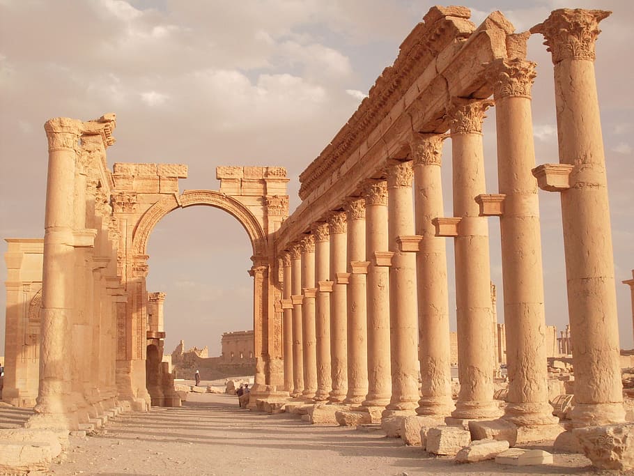 beige, ruins, daytime, palmyra, rome, syria, colonnade, excavations, arhitecture, ancient