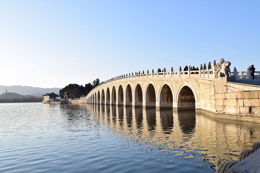 Palacio de verano, Lago Kunming, Beijing, el palacio de verano, puente - Estructura artificial, río, arquitectura, lugar famoso, arco, agua