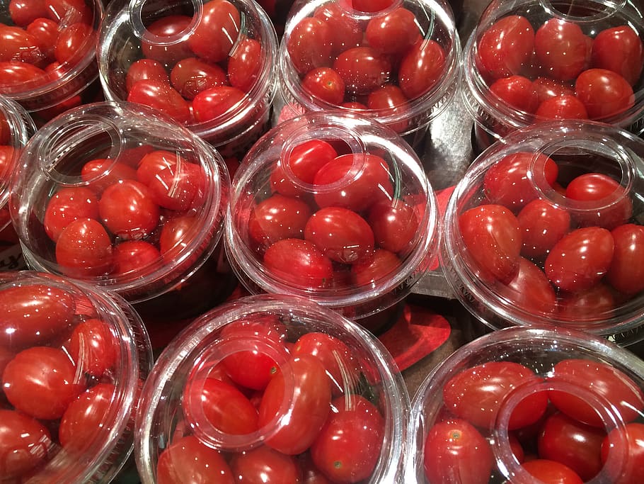 tomate, pacote contendo, vermelho, empilhar, fruta, seiyu ltd, viver, supermercado, frutas e vegetais, departamento