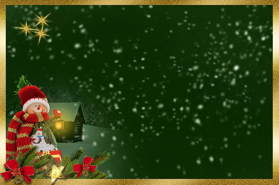 christmas snowman illustration, snow man, frame, background image, lantern, light, holly, grinding, christmas, decoration