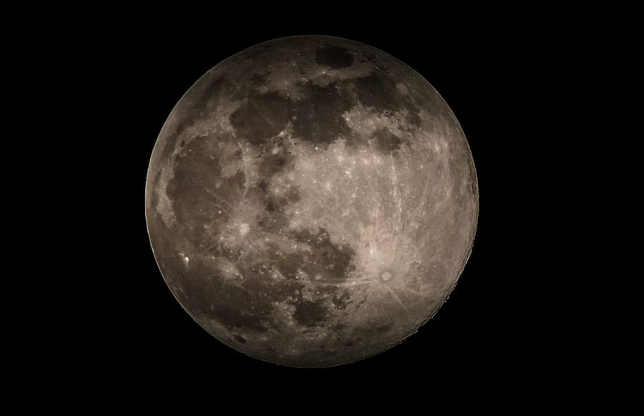 luna entera, foto, luna, noche, oscuro, espacio, redondo, astronomía, superficie lunar, paisajes