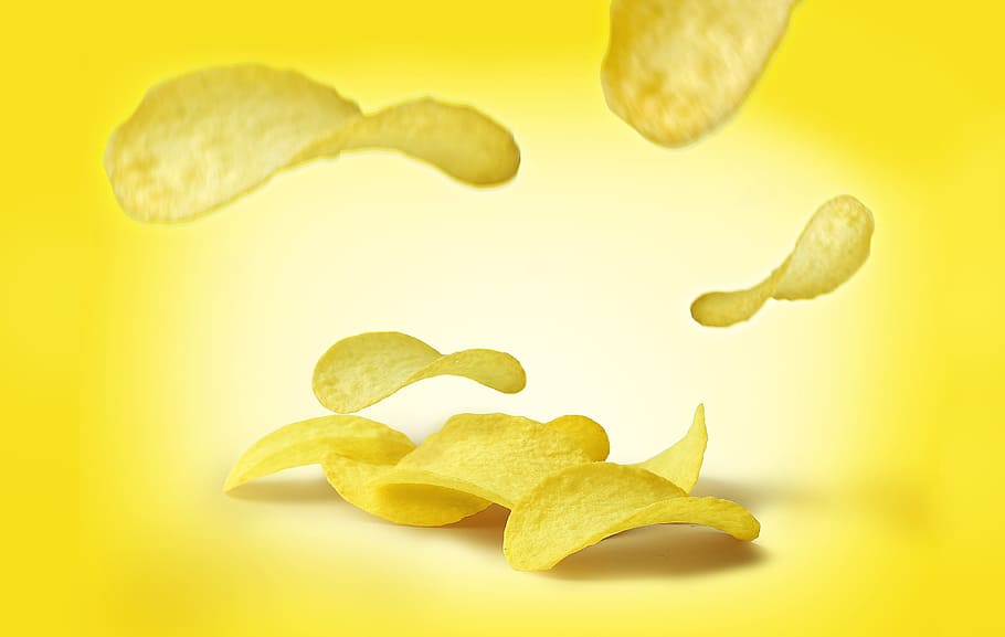 bunch, potato chips, crisp, potato, fast food, chips, yellow, food and drink, food, potato chip