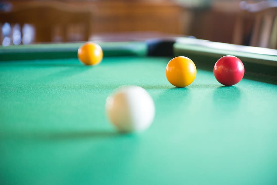 billiards, bar, green, bowls, play, red, yellow, ball, pool ball, sport